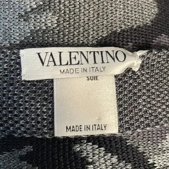 Valentino Camo Jacquard Silk Tie Gray New